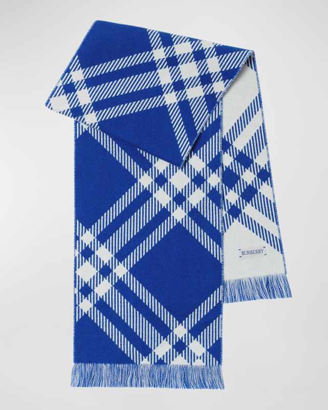 Boy's Bias Check Merino Wool Scarf